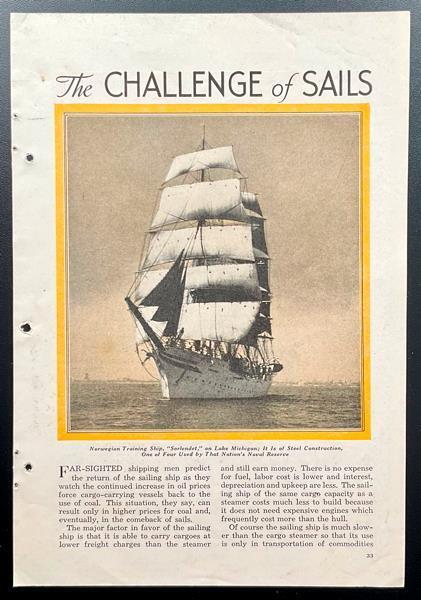 Cargo Sailing Ships 1934 pictorial “The Challenge of Sails” Sorlendet~Kaiwo Maru
