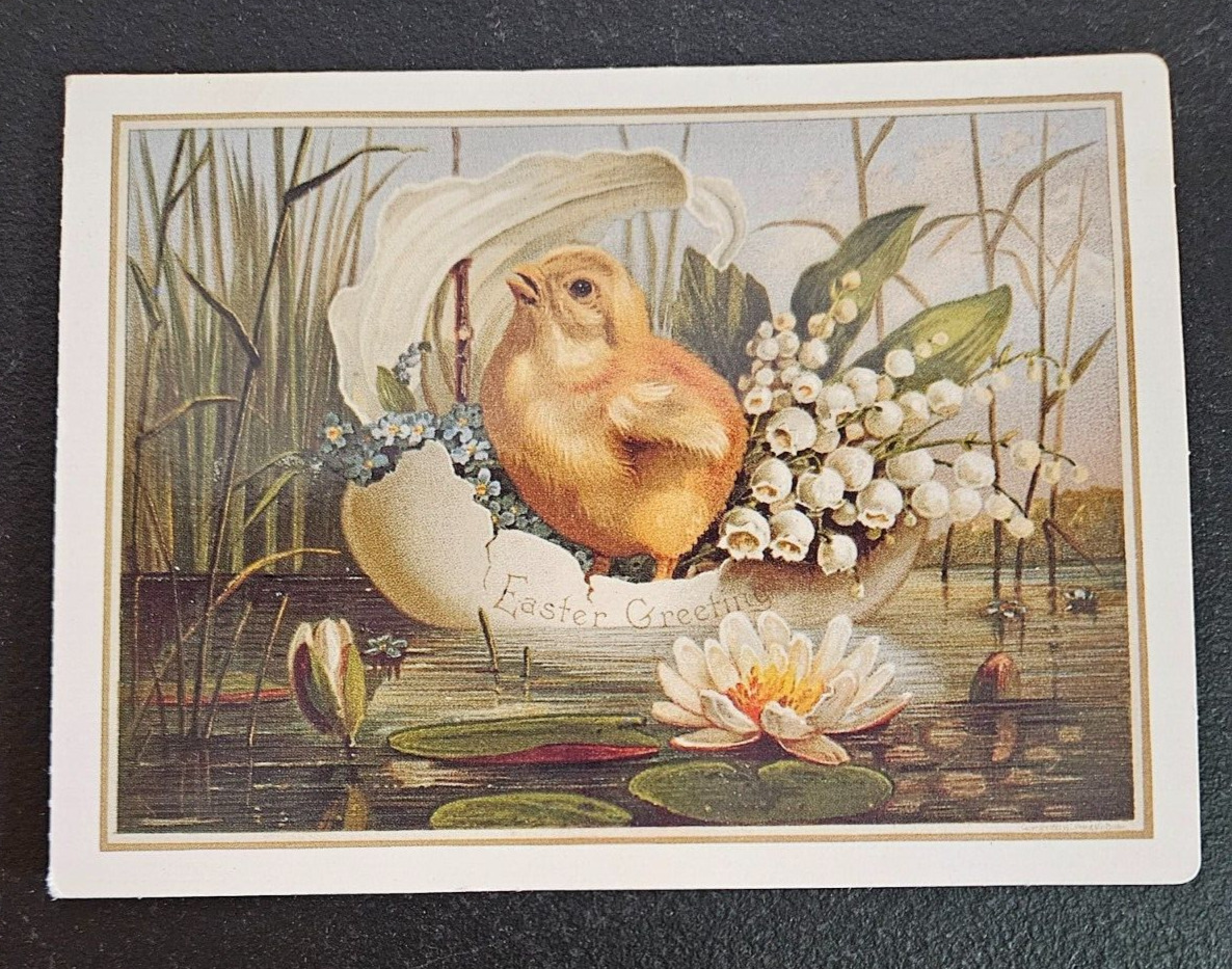 EASTER GREETINGS, VINTAGE REPRODUCTION OF 1881 LOUIS PRANG AND CO. POSTCARD