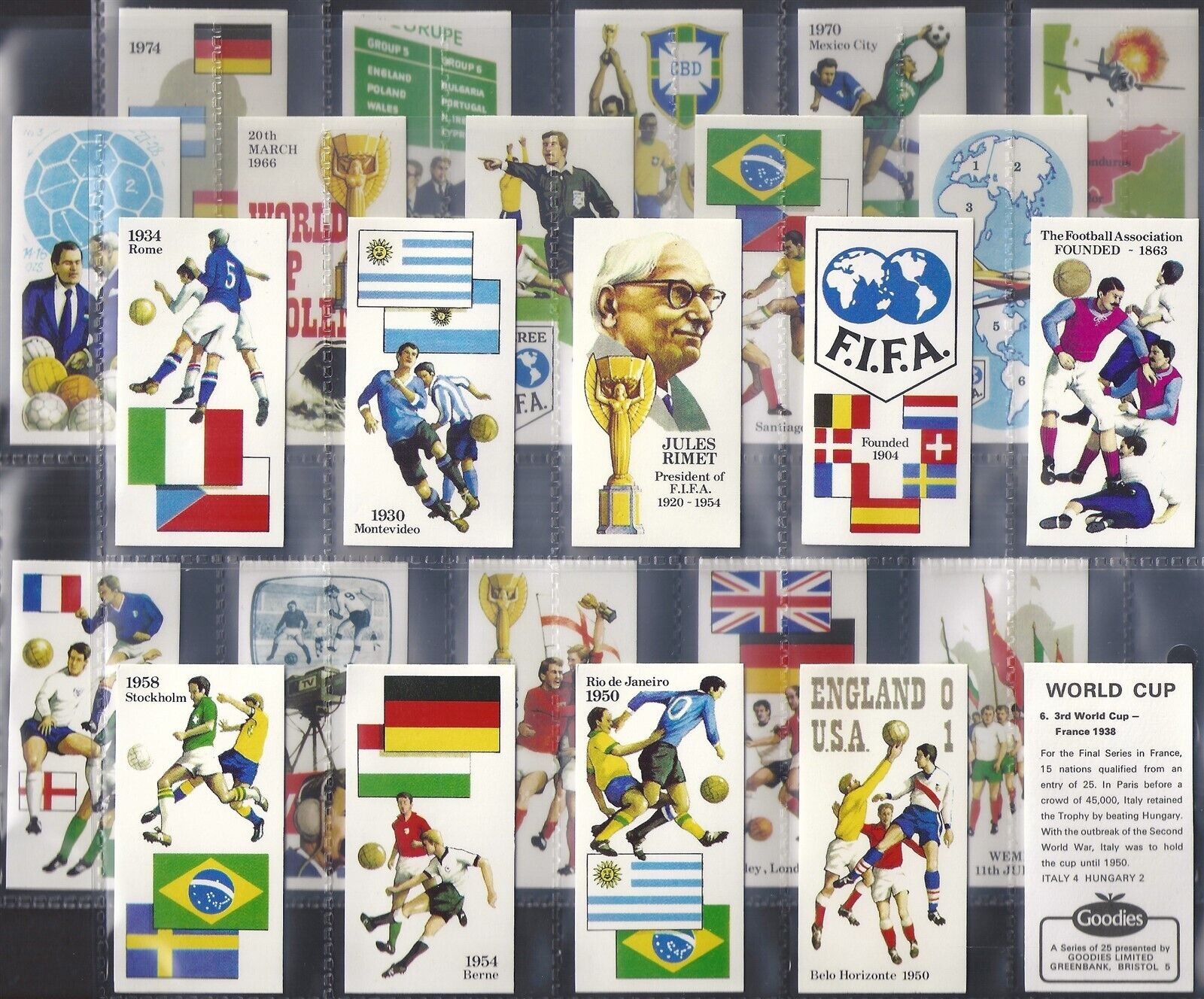 GOODIES-FULL SET- WORLD CUP FOOTBALL 1974 (25 CARDS) EXCELLENT+++