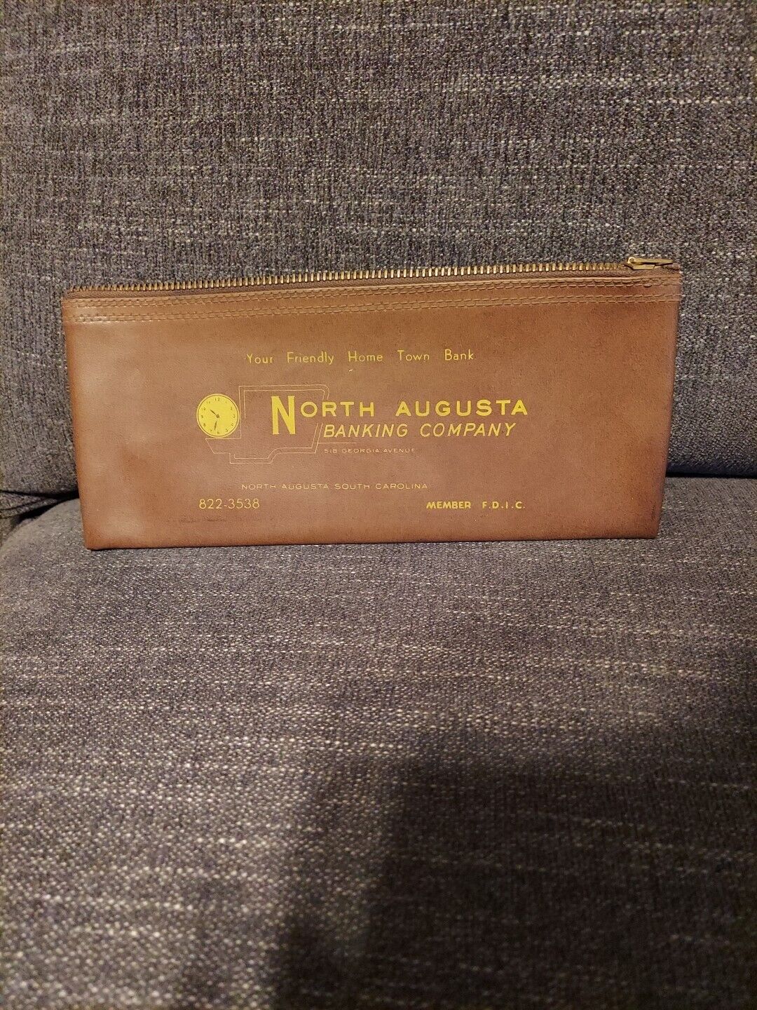 Vintage North Augusta SC Banking Bag Vinyl Zippered