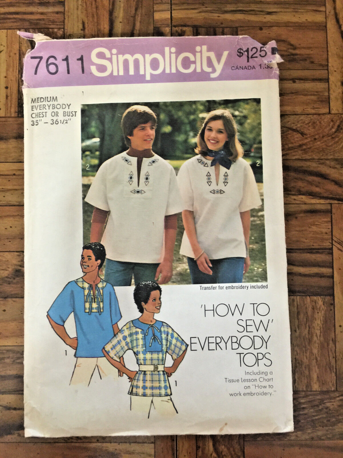 Vtg 1976 Simplicity Pattern 7611 MEDIUM EVERYBODY Chest/Bust 35