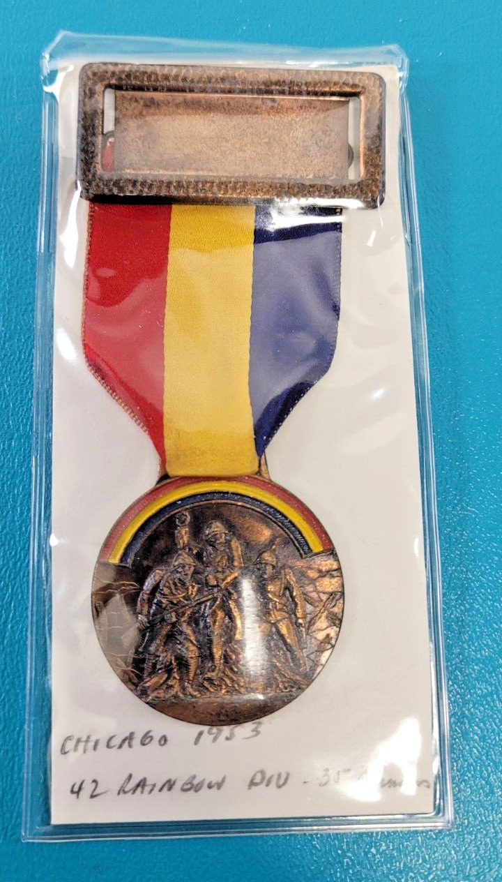 Chicago IL 42nd Rainbow Infantry Div National Guard Medal 35th Reunion c. 1953