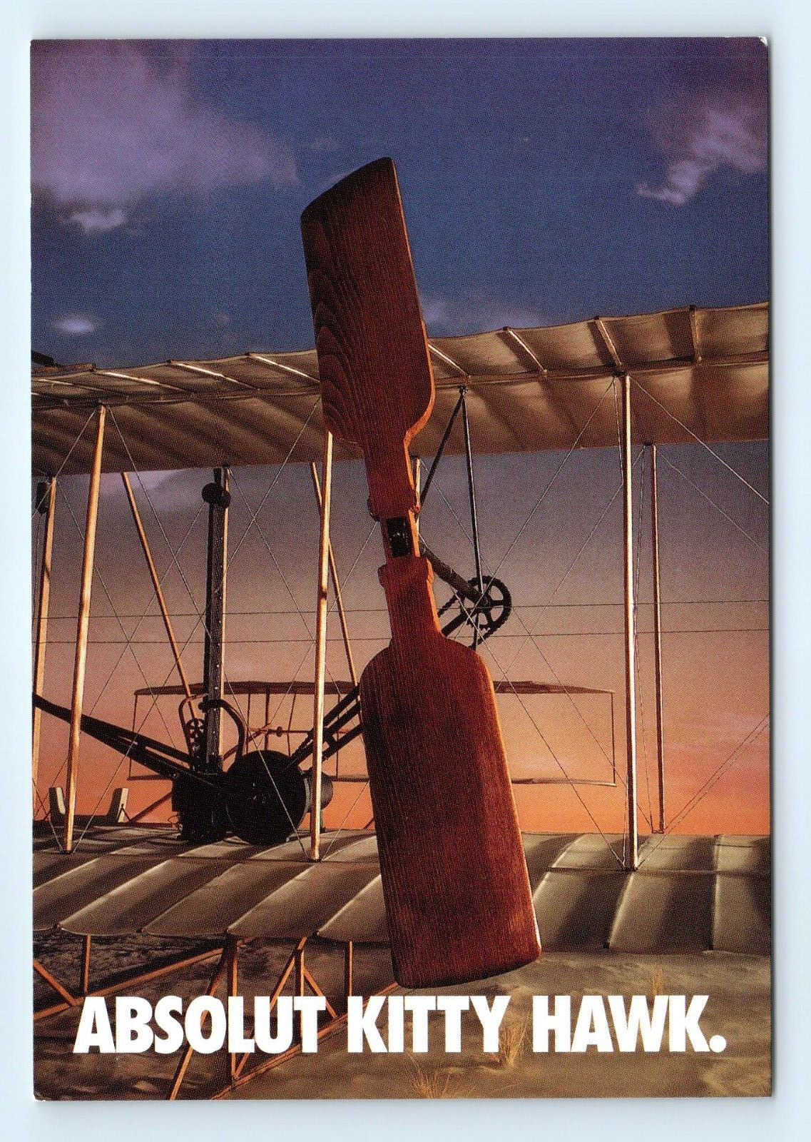 1997 Absolut Kitty Hawk Wright Bros First Airplane Ad Postcard