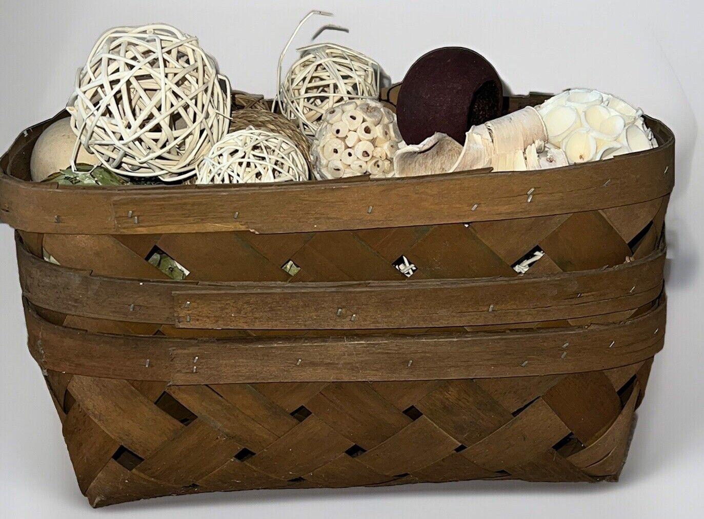 Vintage Decorative Basket with Assorted Natural Elements