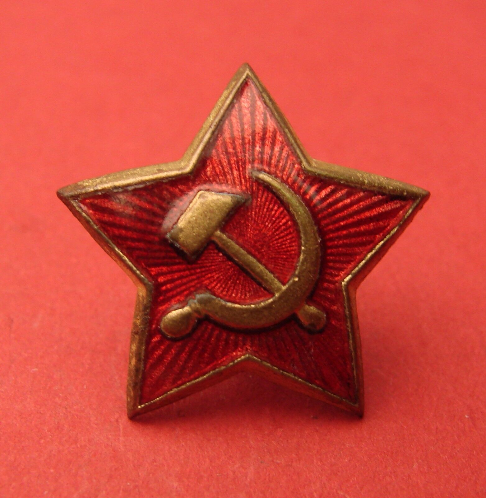 Russian Soviet WW2 Red Army SIDE CAP Pilotka Hat BADGE Orignl Brass&Enaml B+cond
