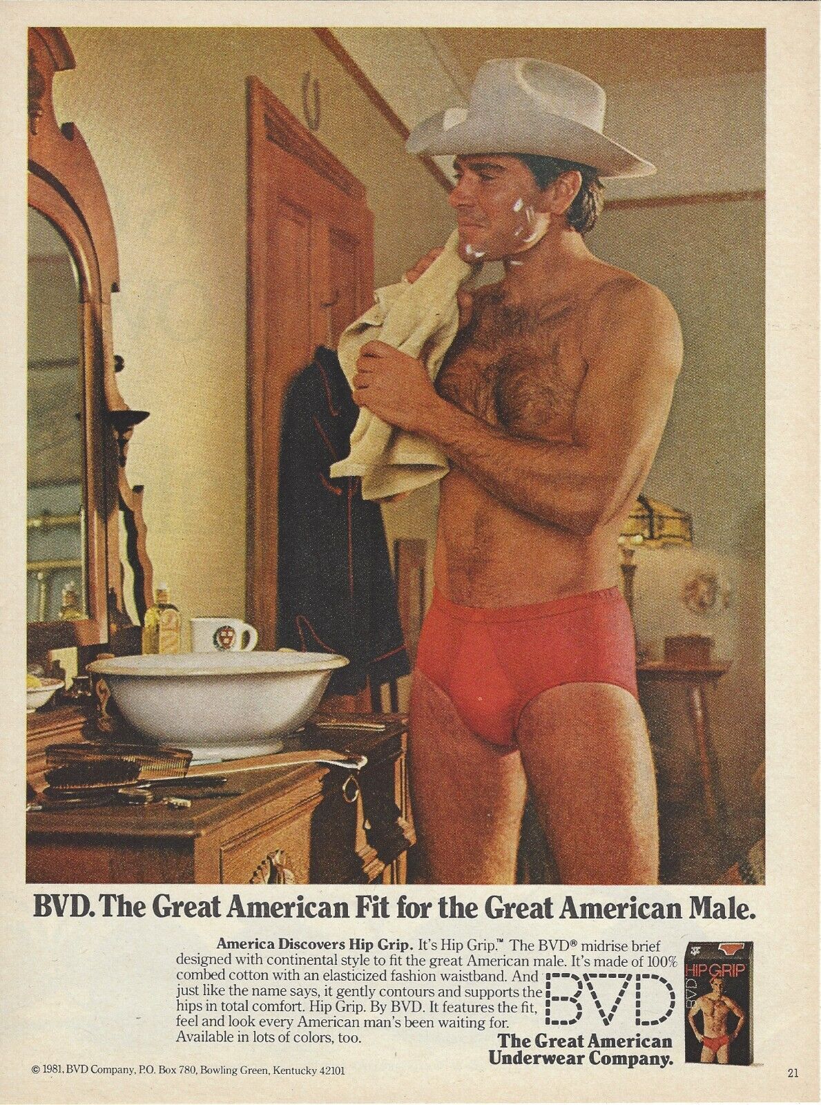 1981 BVD Men\'s Underwear Brief vintage print ad 80\'s advertisement