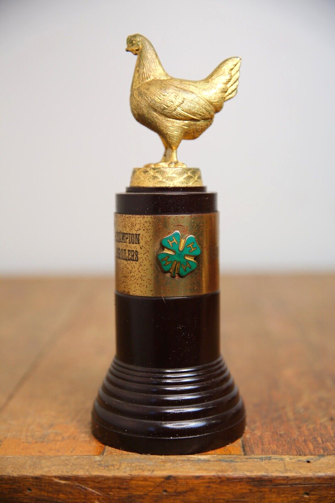 Vintage 1956 Champion Broilers Chicken Farm Brass Trophy 4H Award Fort Wayne