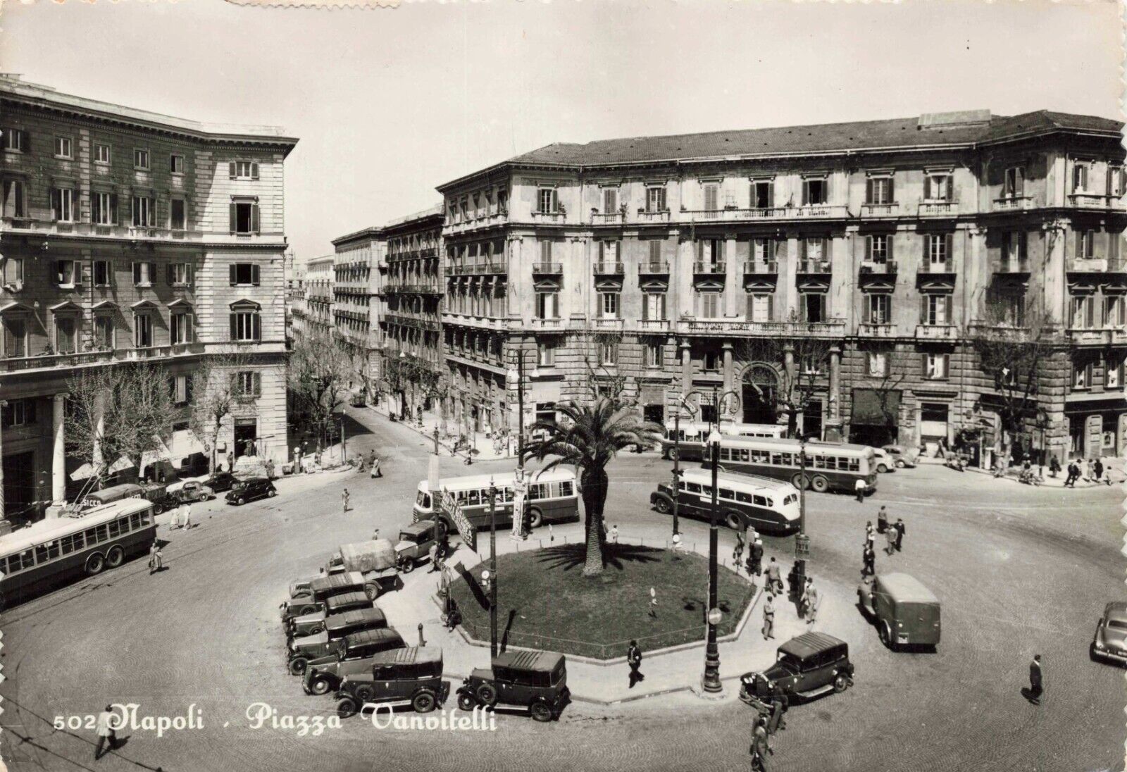 Piazza Vanvitelli  Naples, Italy Oversized Vintage Chrome PC Stamped & Posted