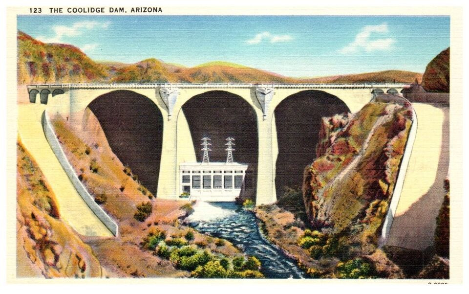 Vintage 1940\'s Another Look At The Coolidge Dam Arizona PCB-4F