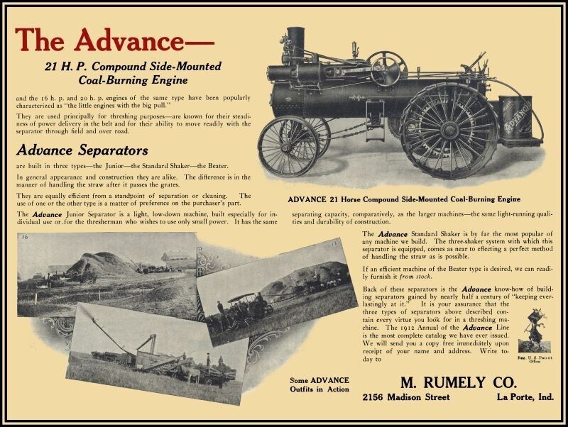 1912 Advance Coal Burning Steam Engine NEW Metal Sign: 12x16\