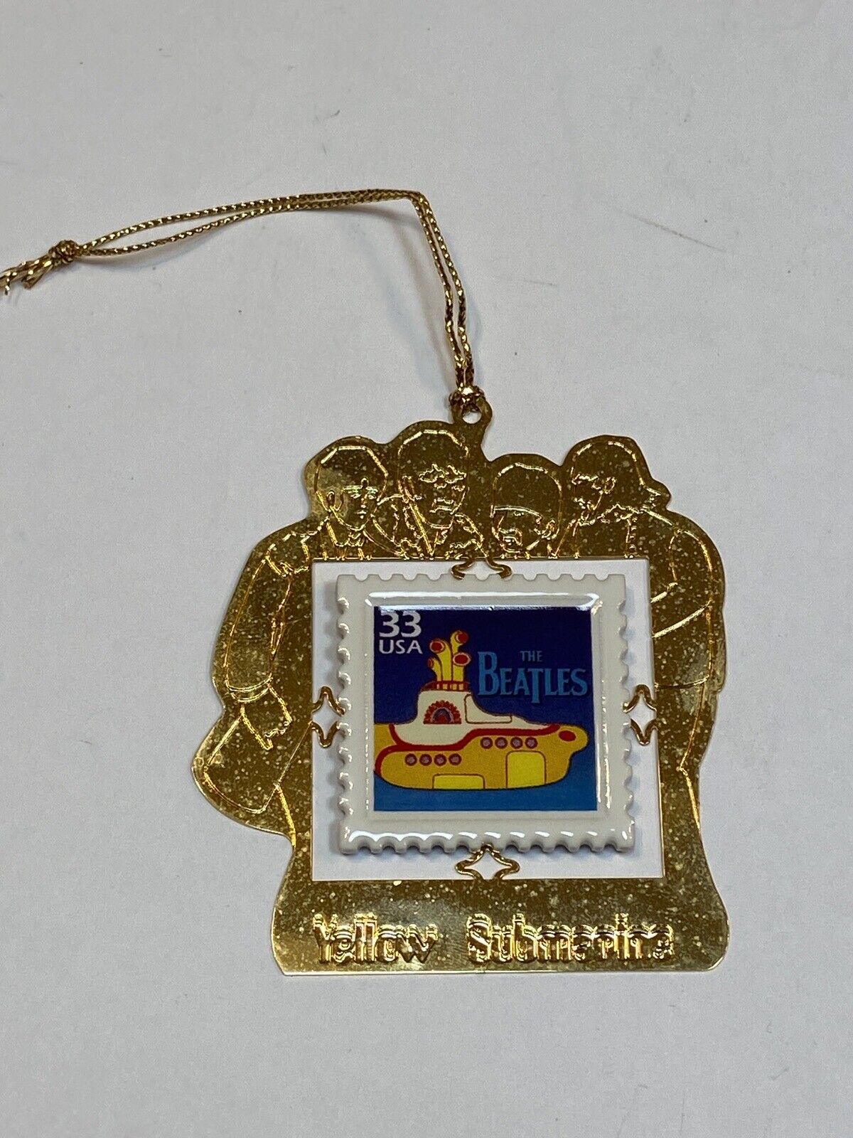 The Beatles Hallmark Christmas Ornament Holiday Yellow Submarine 33c Stamp Brass