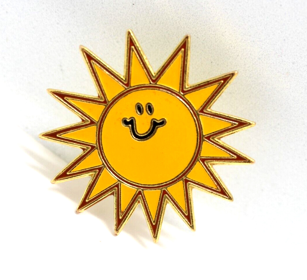 Yellow Happy Sunshine Sun Pin Gold Tone Lapel Enamel Backpack