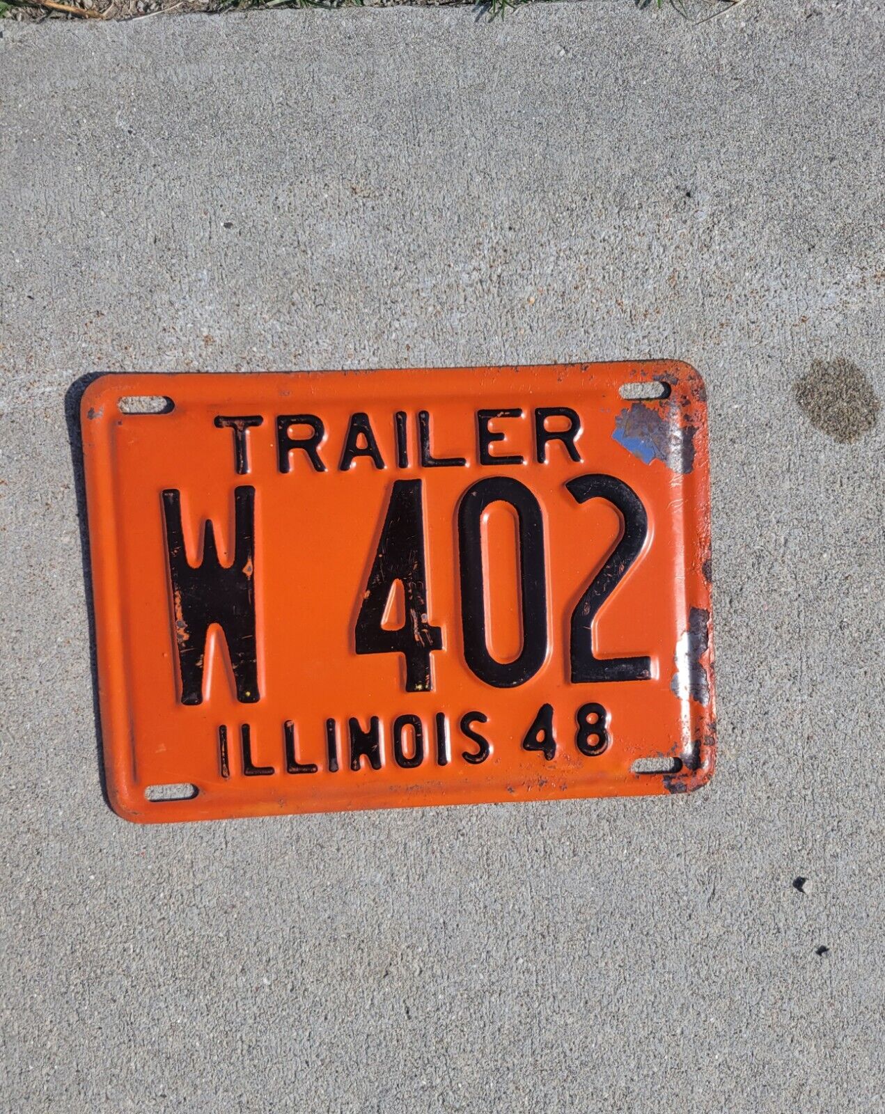 Illinois Trailer License Plate 1948 W 402