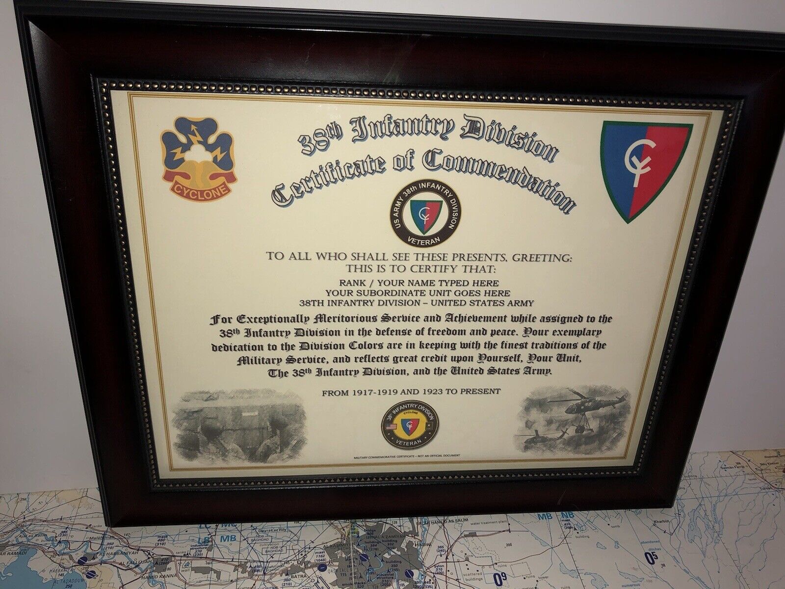 38TH INFANTRY DIVISION / COMMEMORATIVE - CERTIFICATE OF COMMENDATION
