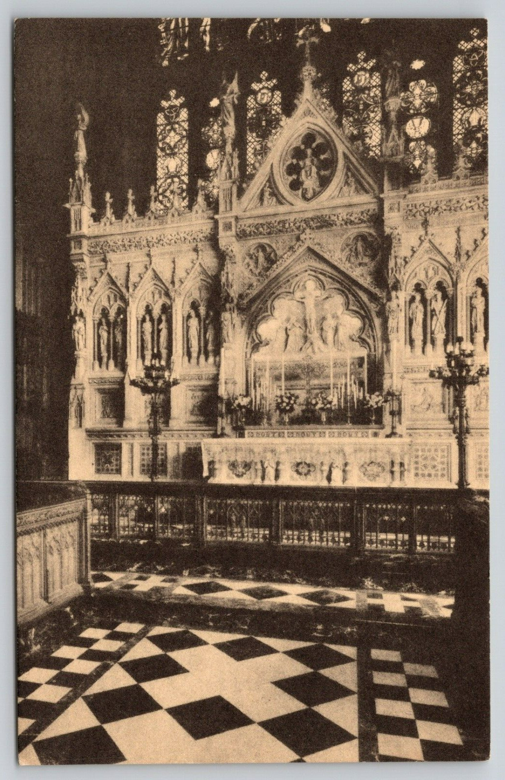 Postcard NY New York City Trinity Church High Altar And Reredos B & W A16