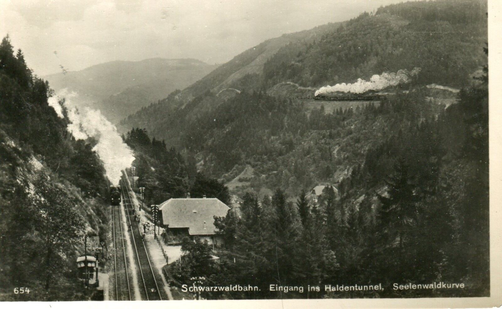 Germany AK Schwarzwaldbahn Haldentunnel Seelenwaldkurve old real photo postcard