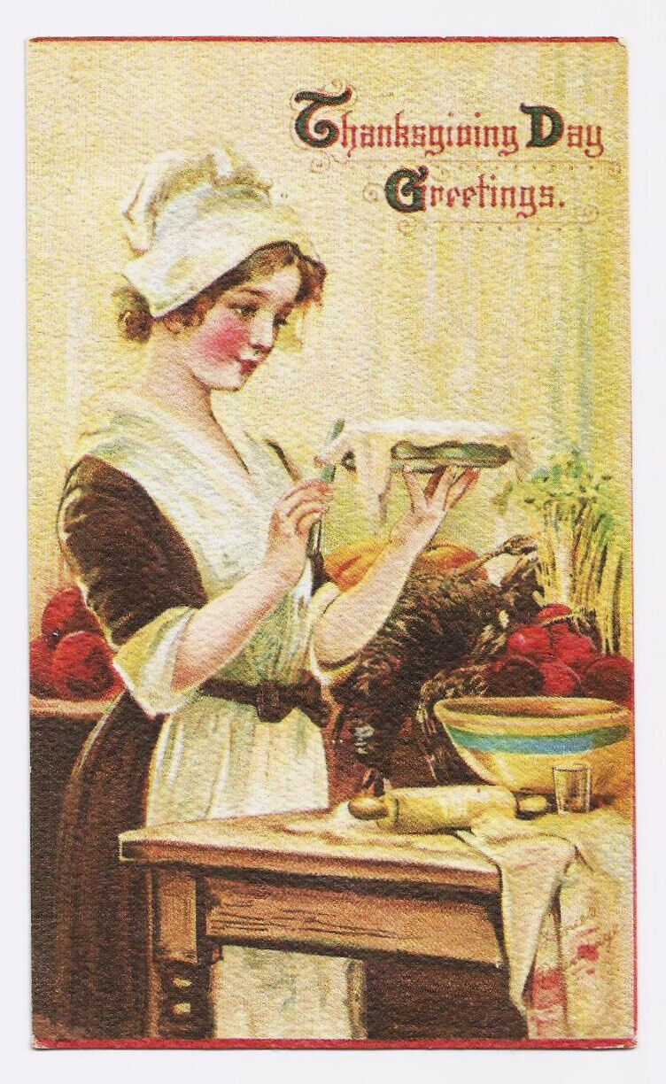 Thanksgiving Greeting Postcard Baking Cooking