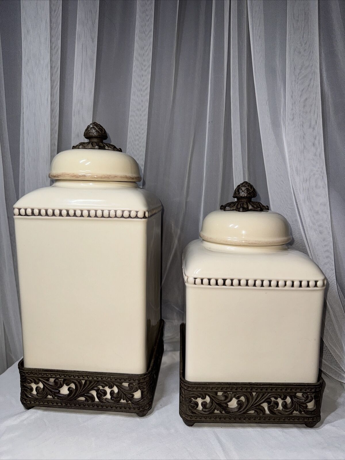 2 Gracious Goods Acanthus Leaf Cookie Canister \