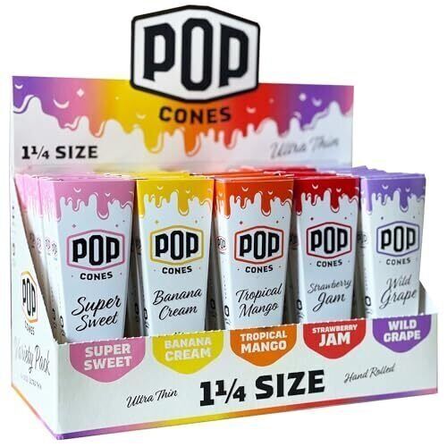 POP Cones 1-1/4 Ultra Thin Variety Pack - 25 Packs, 6 Cones per Pack