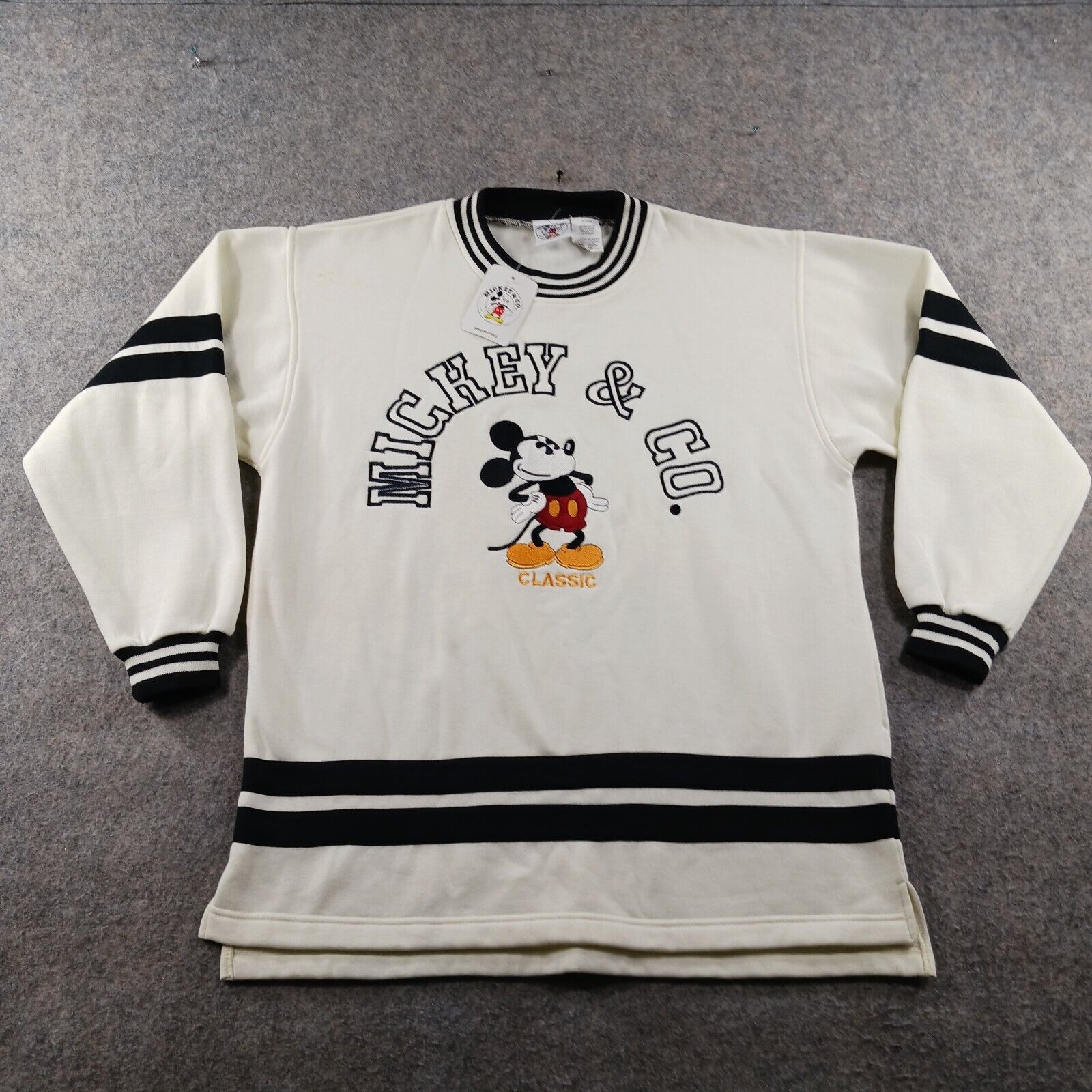 Disney Mickey and Co Mickey Mouse Sweater Adult Medium Striped Vintage