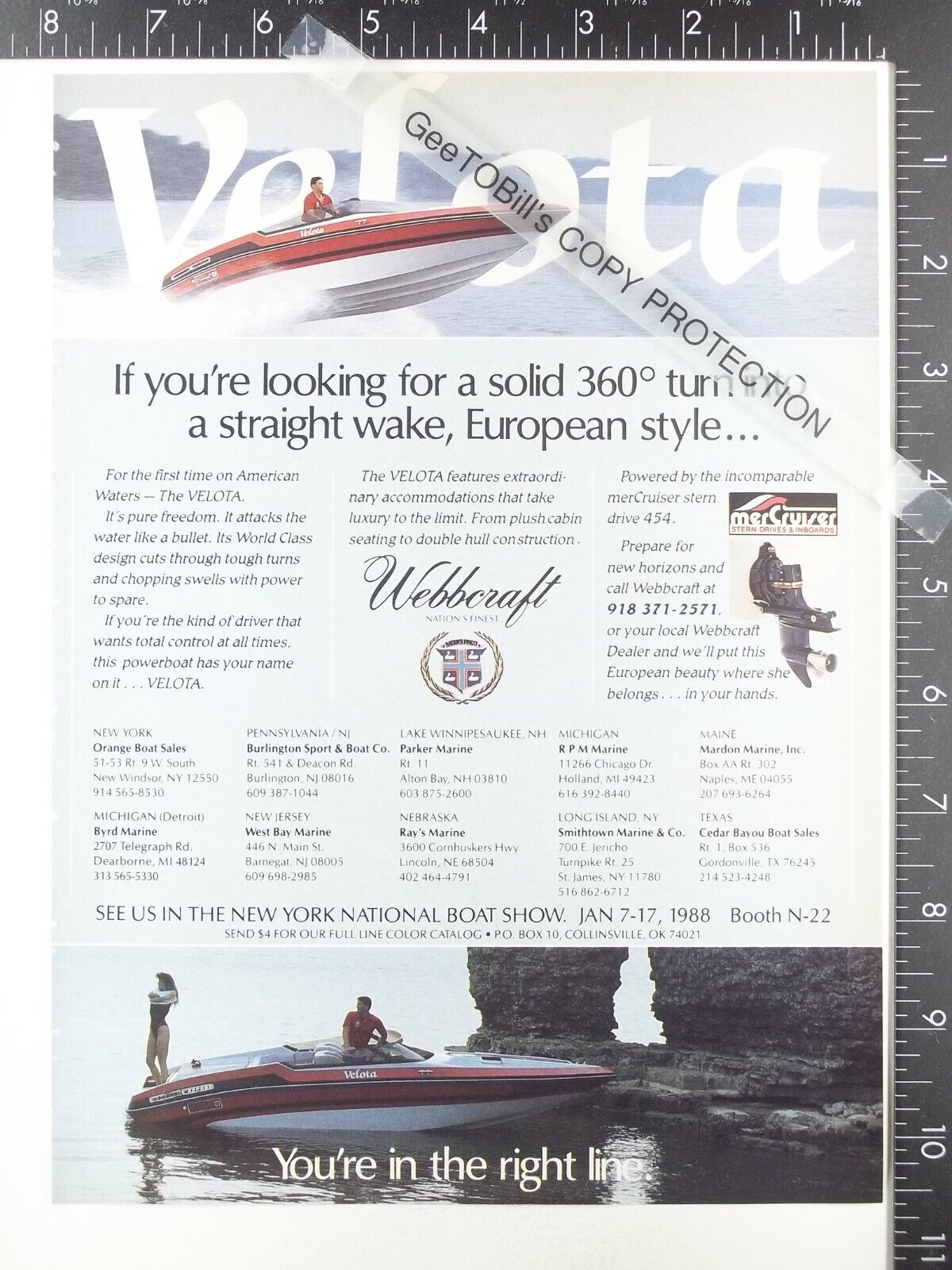 1988 ADVERTISEMENTS for Sea Sprite SS & Webbcraft Velota boat yacht