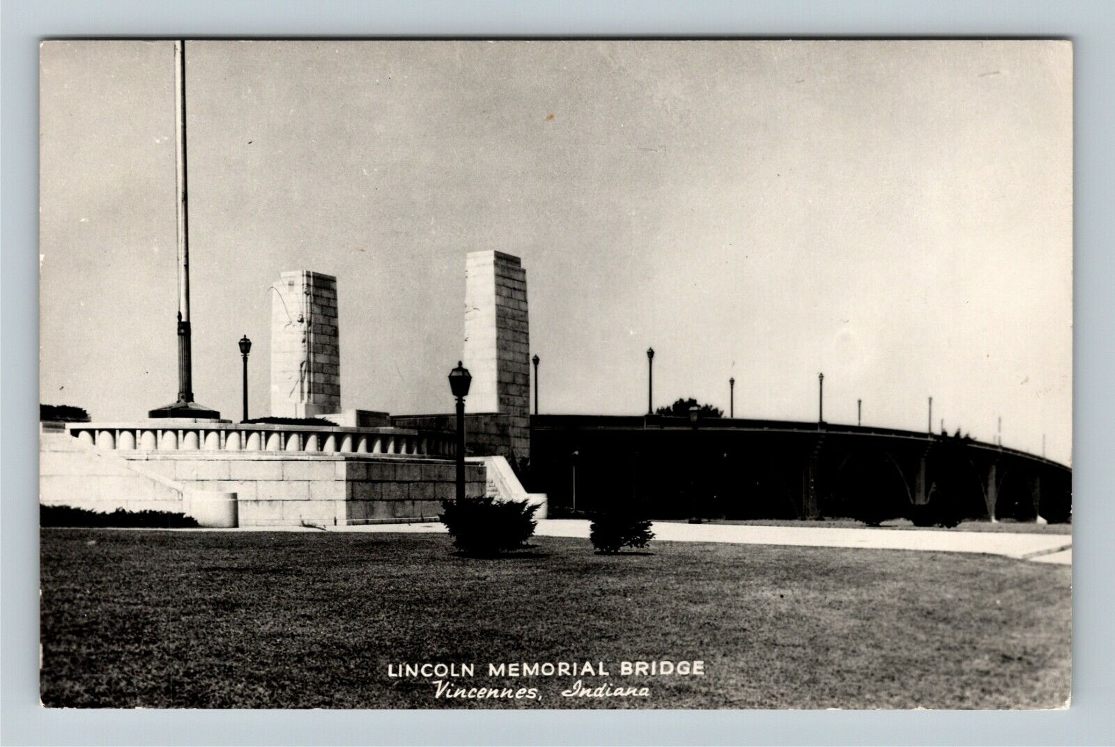RPPC Vincennes IN-Indiana, Lincoln Memorial Bridge c1950 Vintage Postcard