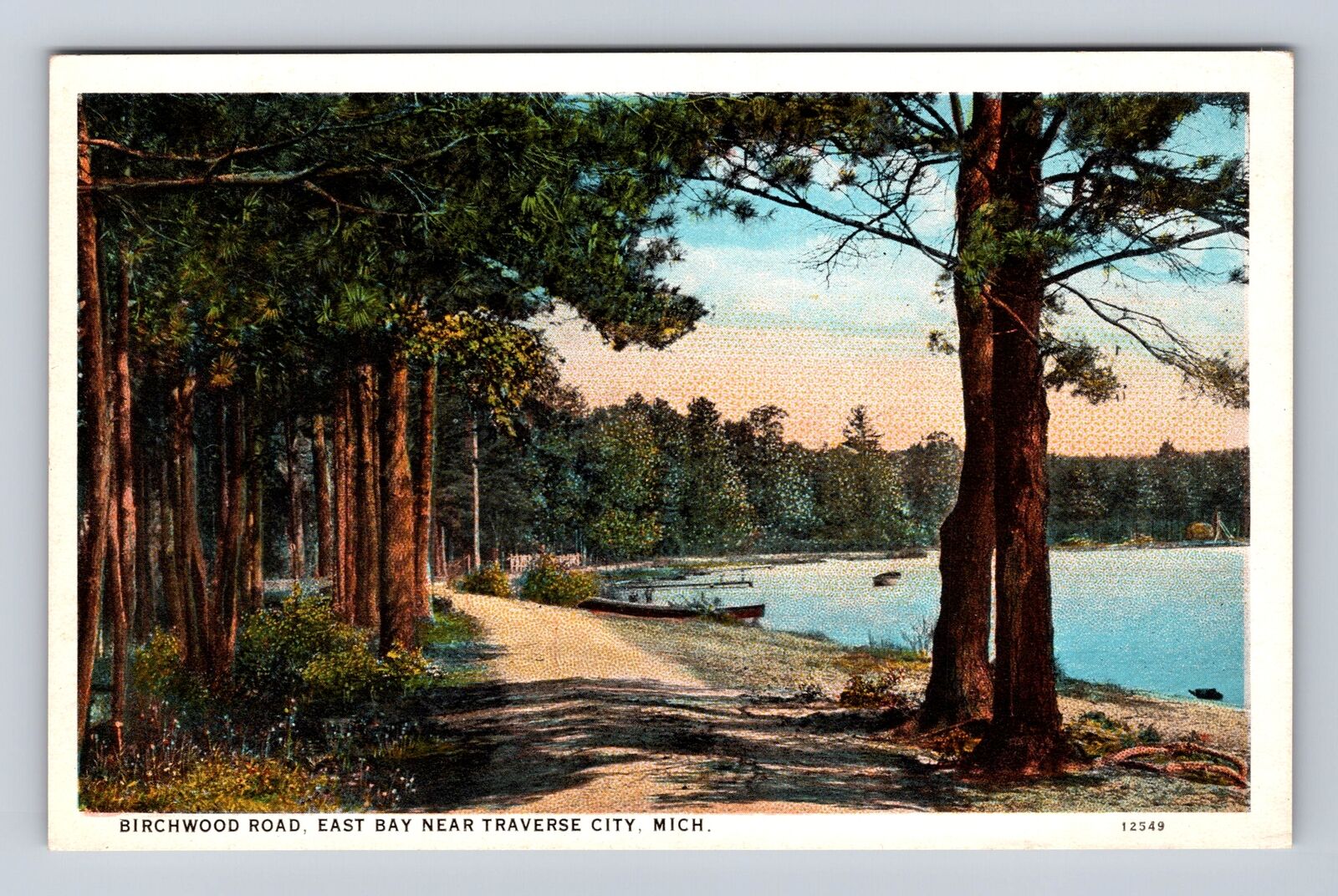 Traverse City MI-Michigan, East Bay, Birchwood Road, Antique Vintage Postcard