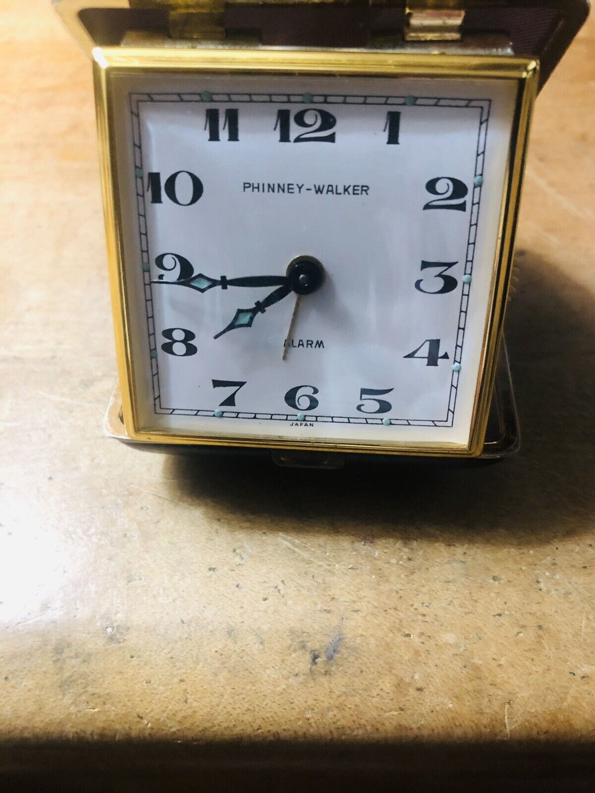 Vintage Phinney-Walker Black Travel Alarm Clock Made In Japan