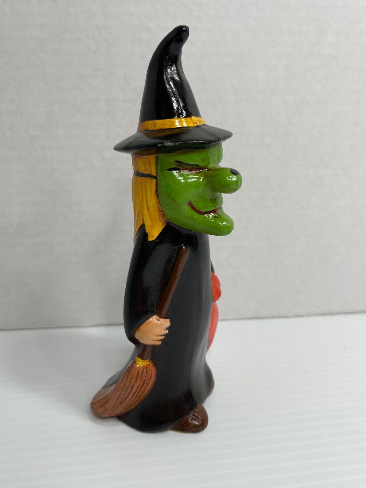 Vintage Halloween Witch Figurine - Ceramic Trick or Treating Witch Figure