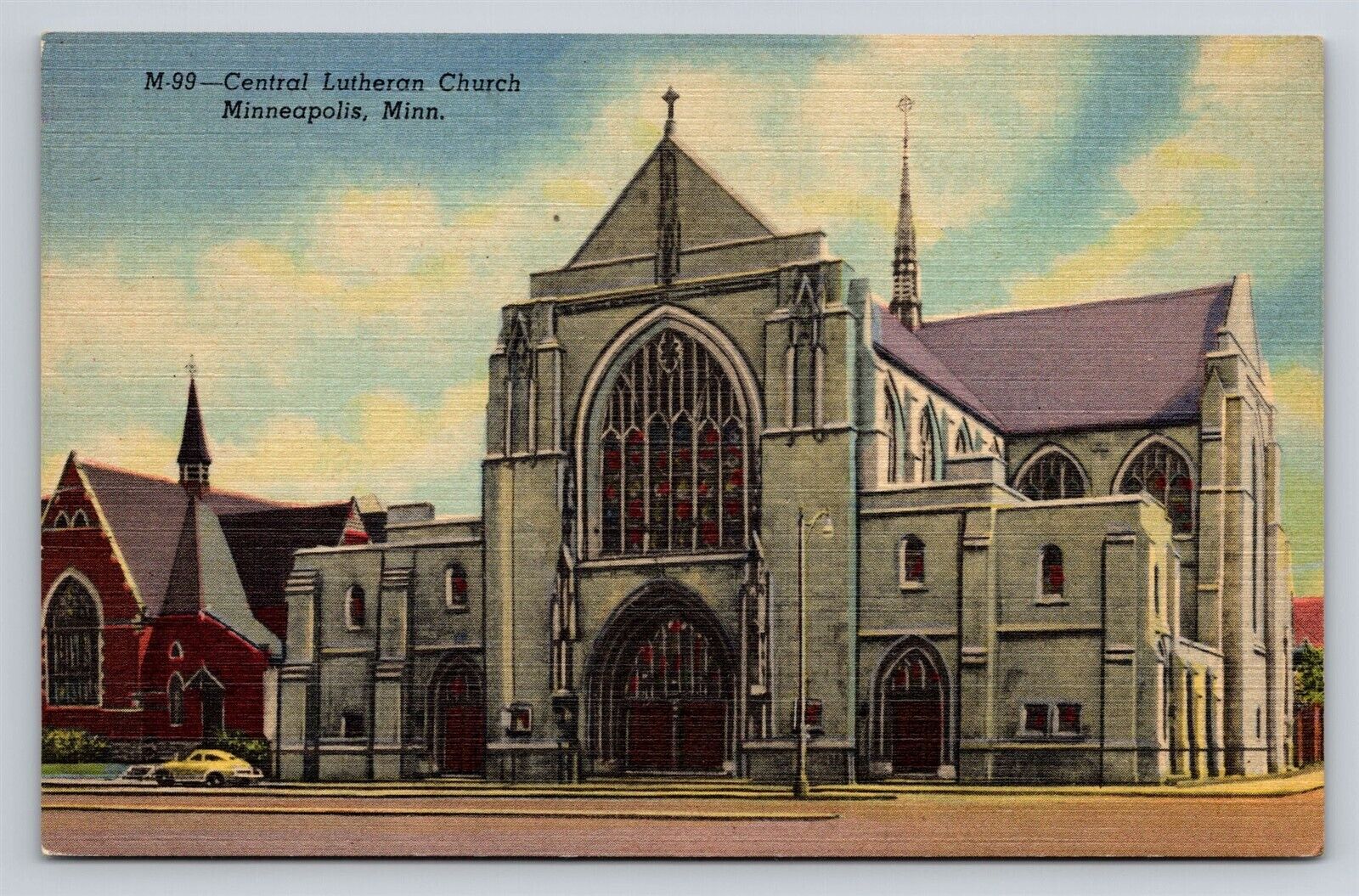 Minneapolis MN Central Lutheran Church Downtown Linen Vtg Postcard View 1950s