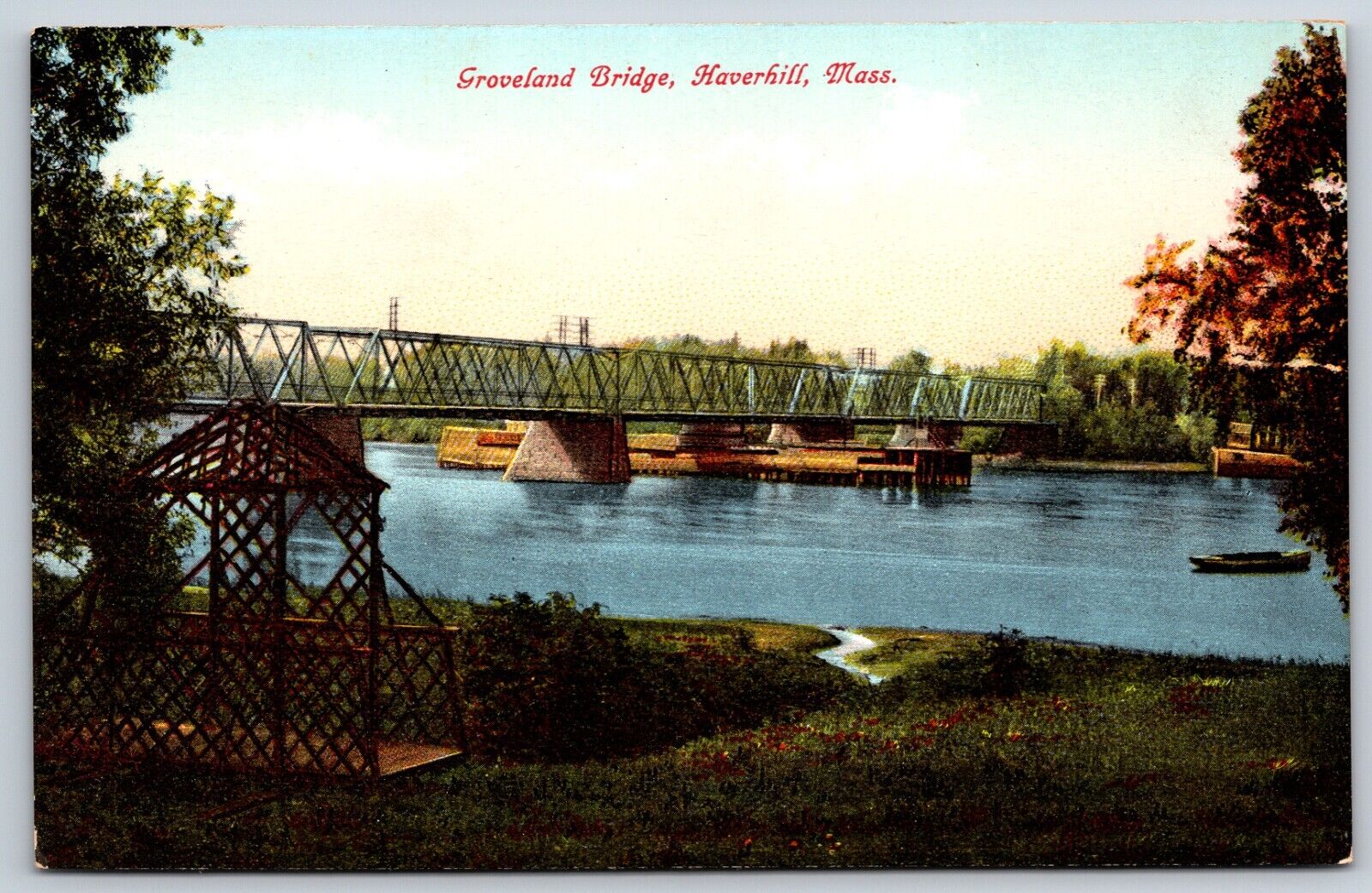 Postcard Groveland Bridge, Haverhill Massachusetts Unposted