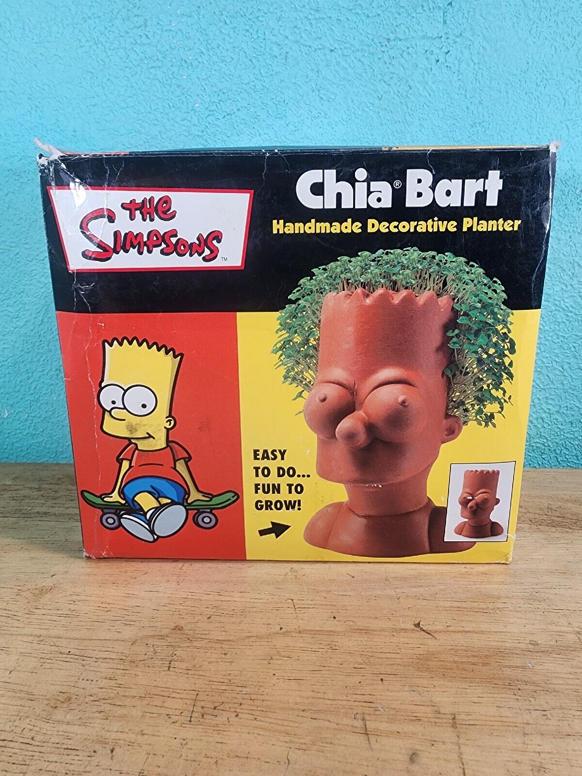 The Simpsons Chia Bart Decorative Planter Set 2002 Gag Joke Gift New
