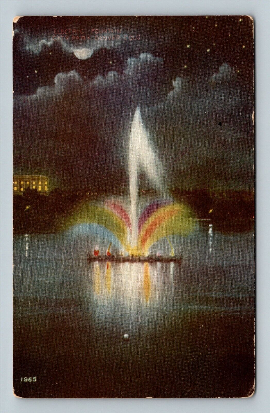 Denver CO, Electric Fountain City Park, Colorado Vintage Postcard