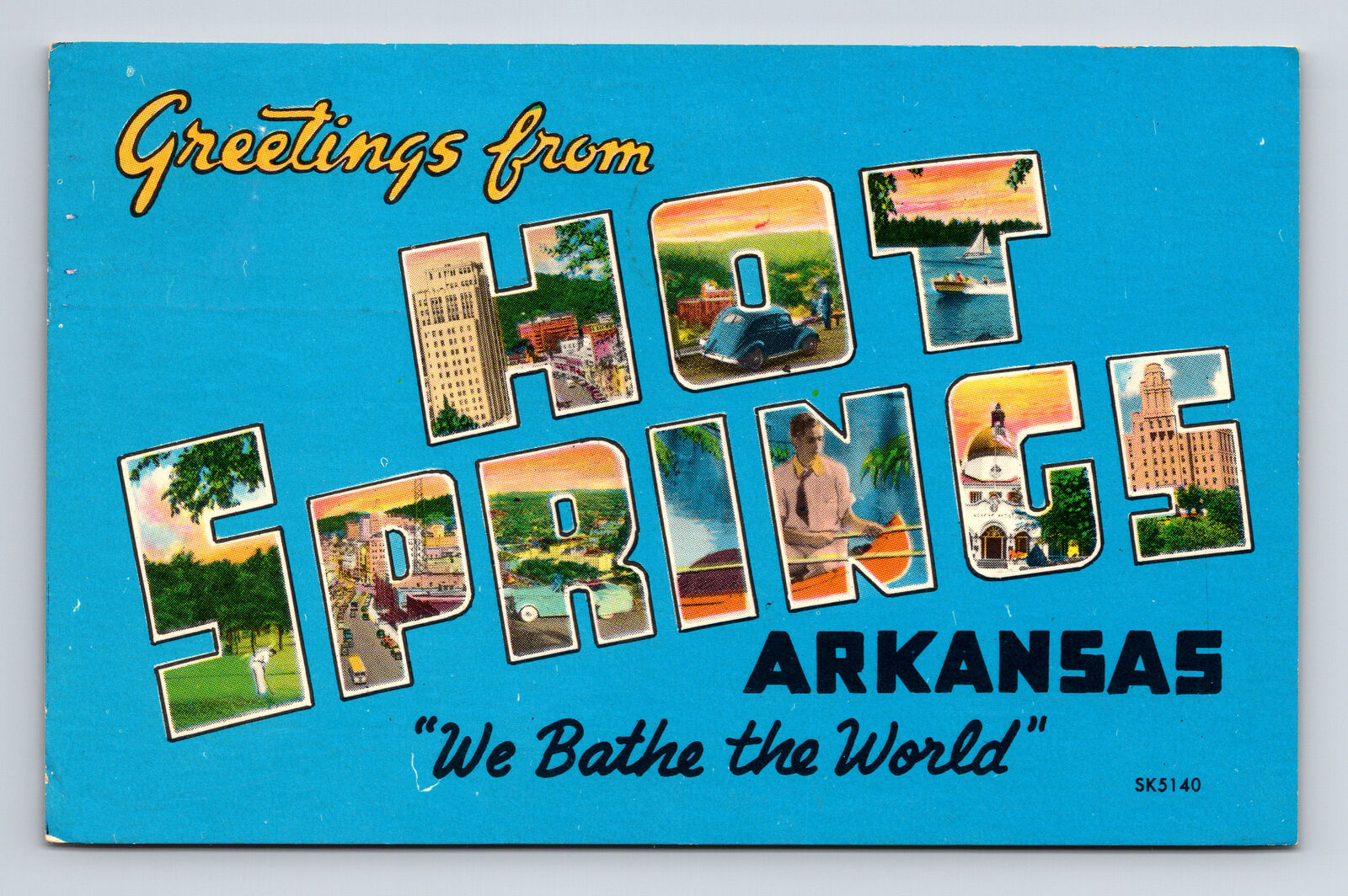1966 Hot Springs AR Arkansas Large Letter Greeting Postcard
