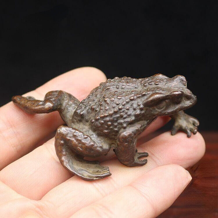 Antique Bronze Antique Battered Brass Gold Toad Tea Pet