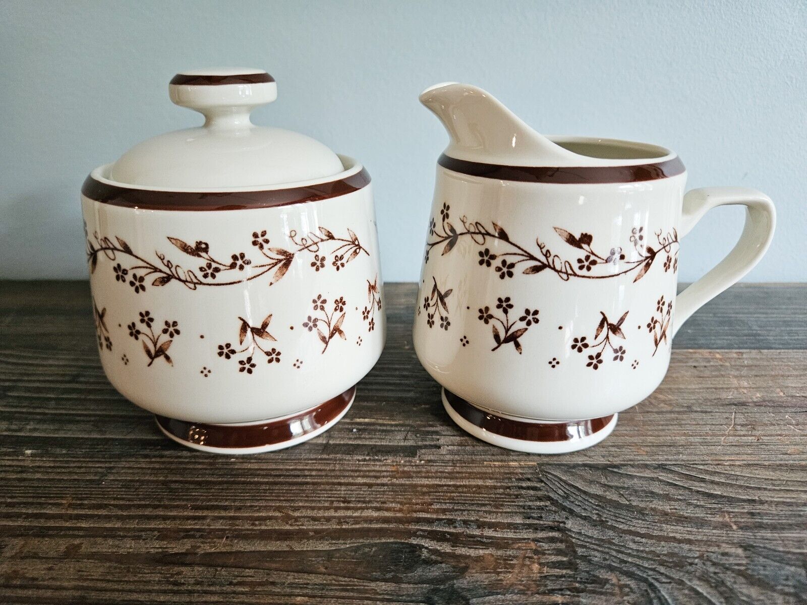 Vintage Provence 262 Bouquet Brown Cream And Sugar Set Made In Japan
