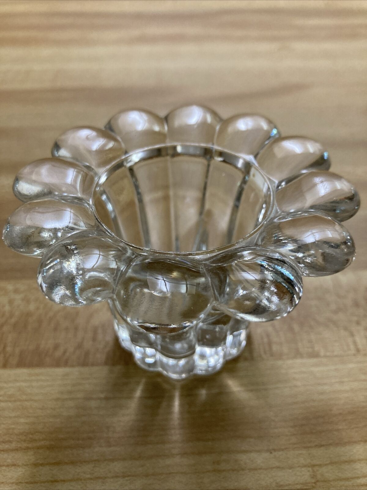 Vintage Italian Clear Glass Votive/Taper Candle Holder Made in Italy