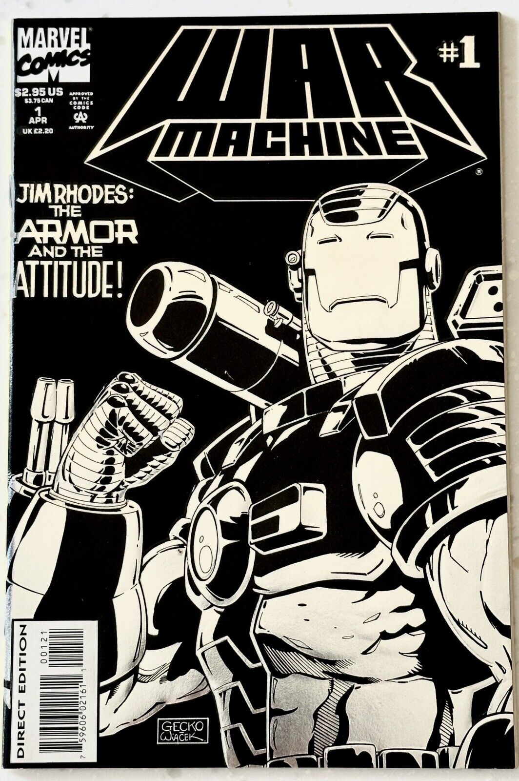 War Machine #1 NM (1994) 🔑: 1st Solo Series, 1st Worldwatch-Embossed Foil Cover