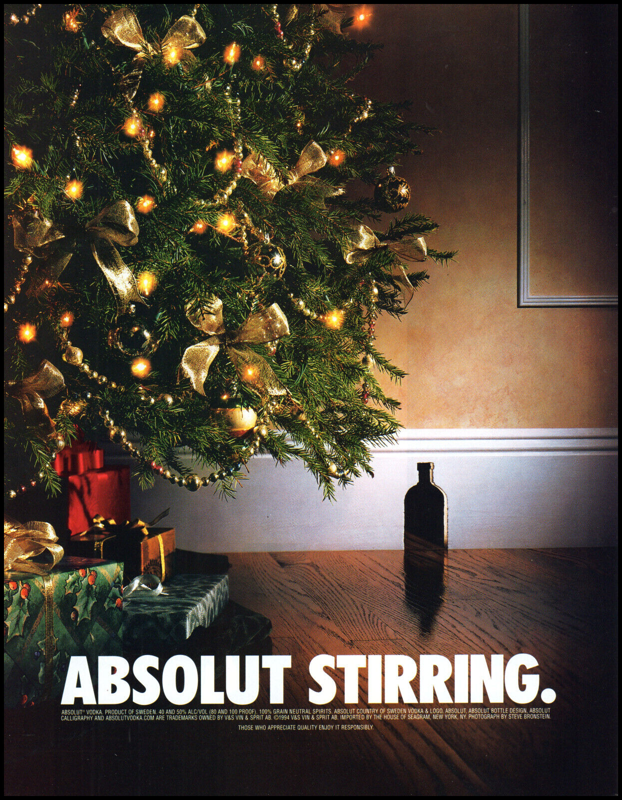 1996 Absolut Christmas Absolut Stirring vodka retro photo print ad ads25