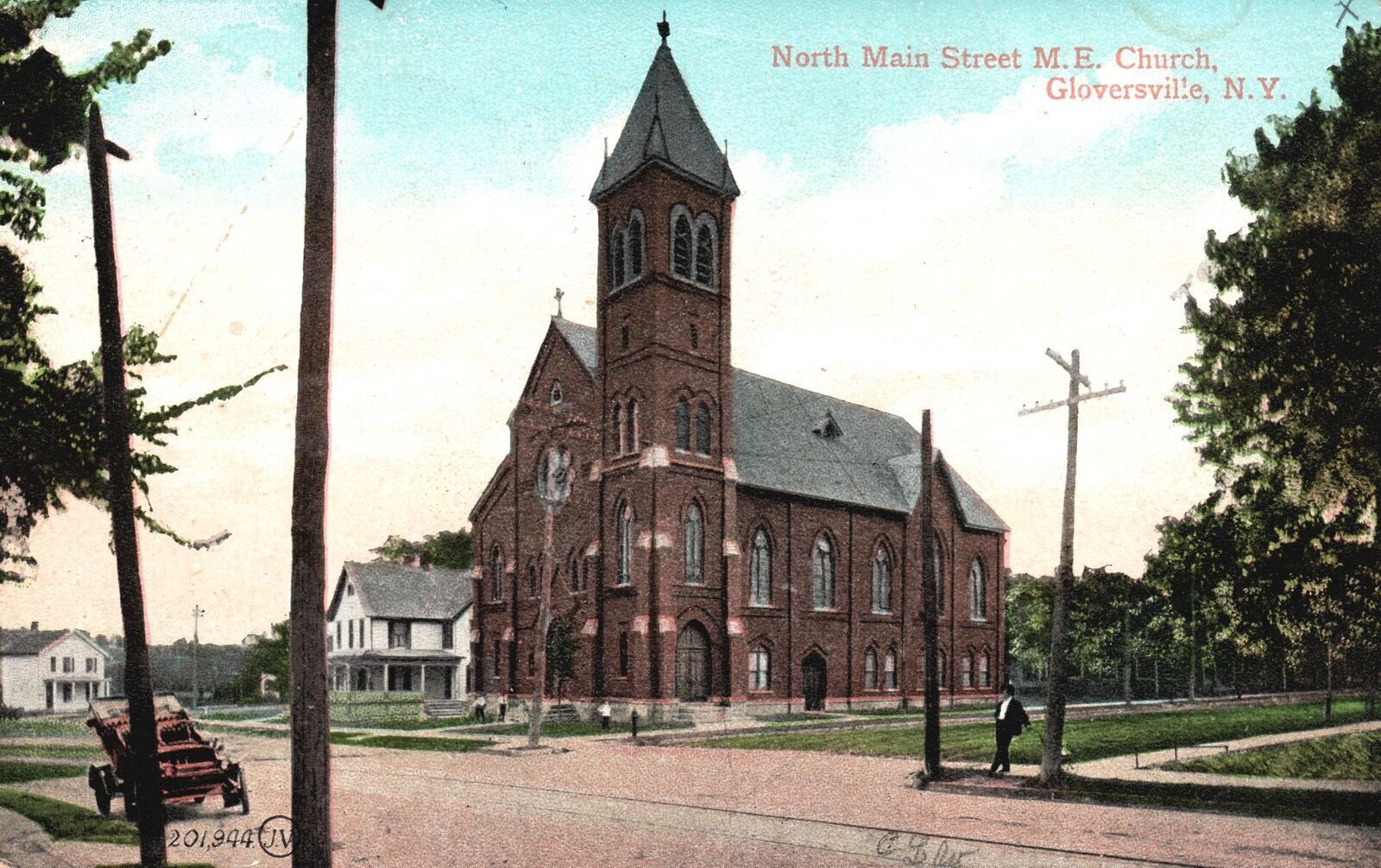 Vintage Postcard 1908 North Main St. M.E. Church Gloversville NY Valentine Pub.