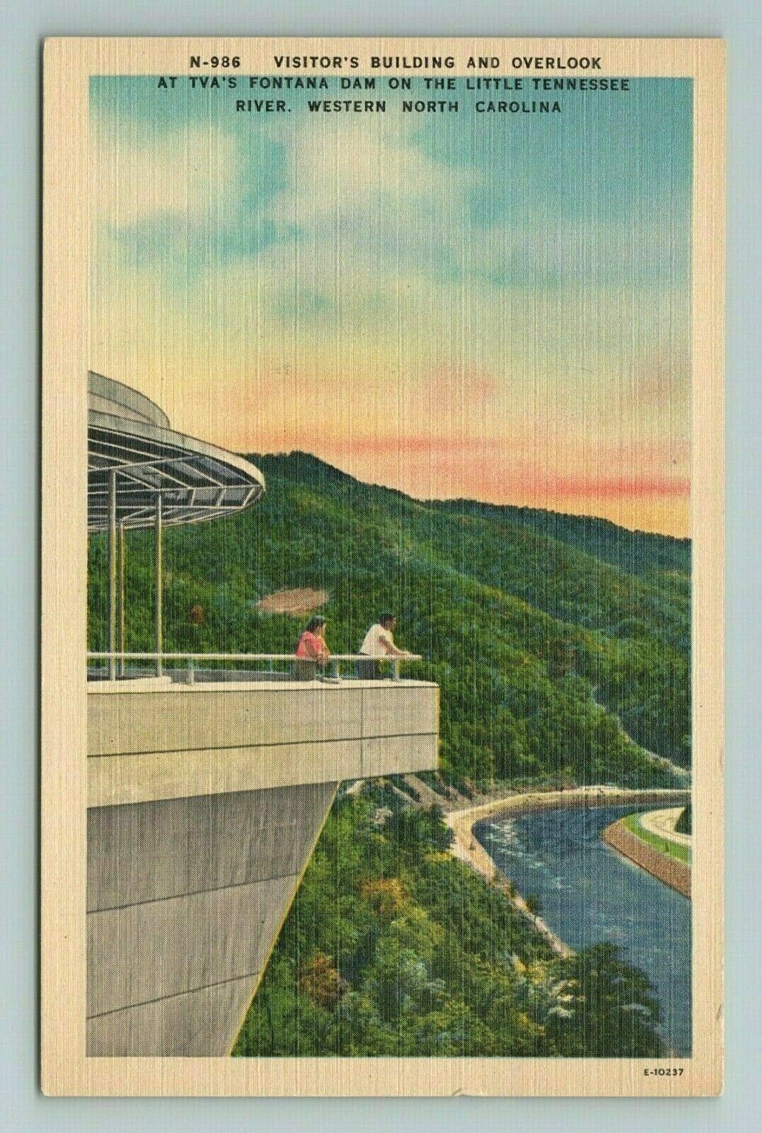 Visitor\'s Building Overlook TVA Fontana Dam TN River North Carolina NC Postcard