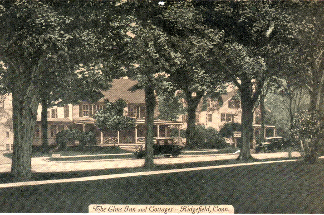 Ridgefield Connecticut The Elms Inn Main Street Automobile Postcard CT