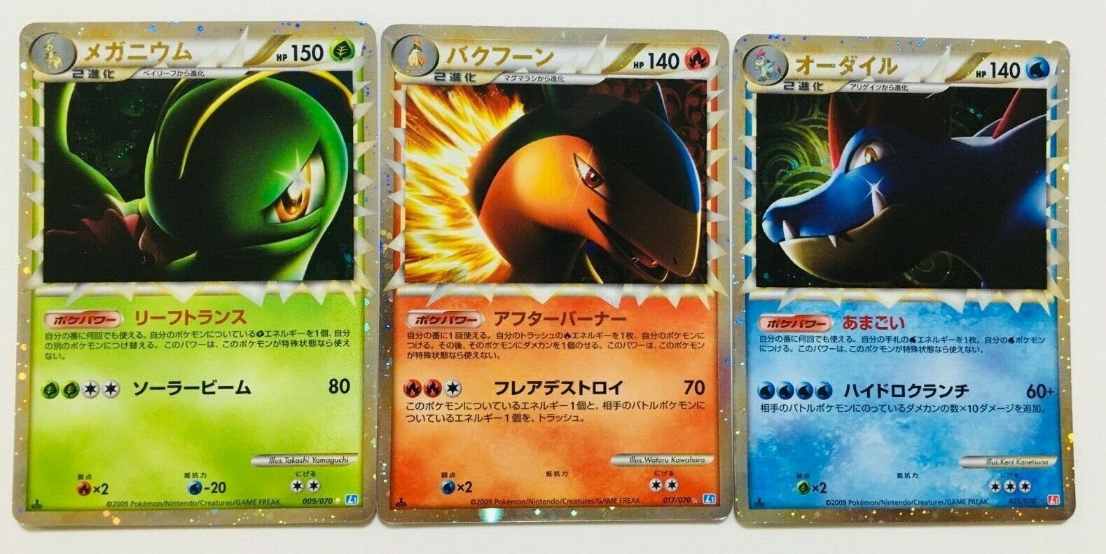 Meganium Typhlosion Feraligatr Pokemon card 1st 2009 Japan nintendo F/S