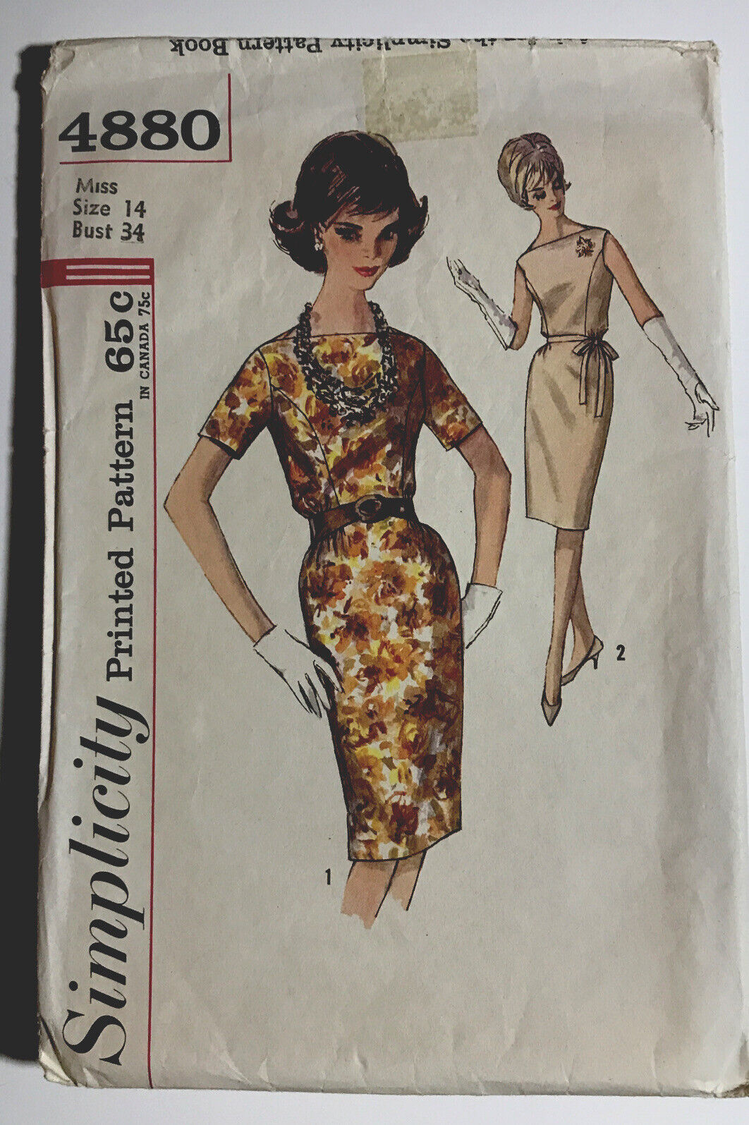 Vintage Simplicity Primer 4880 Misses & Juniors One-Piece Dress Sz 14 Pattern