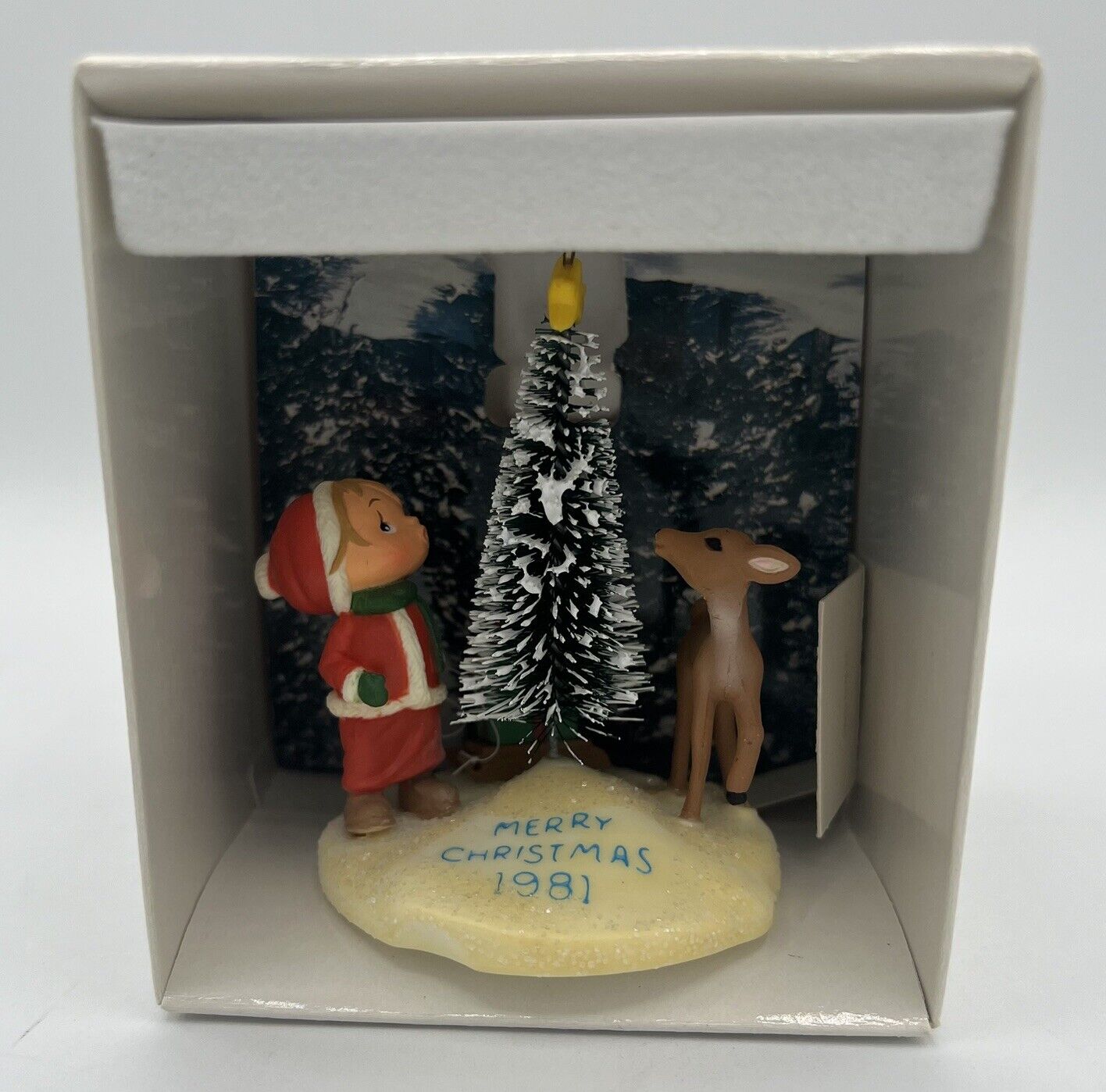 Vintage Hallmark Christmas Ornament 1981 BETSEY CLARK Singing Around Tree Box