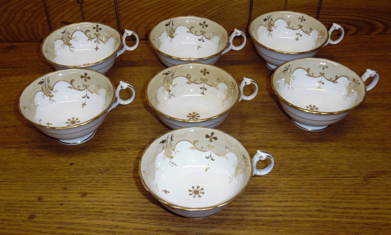 7 Antique Porcelain Cups - Marked w/ Crown - A Couple Hairlines