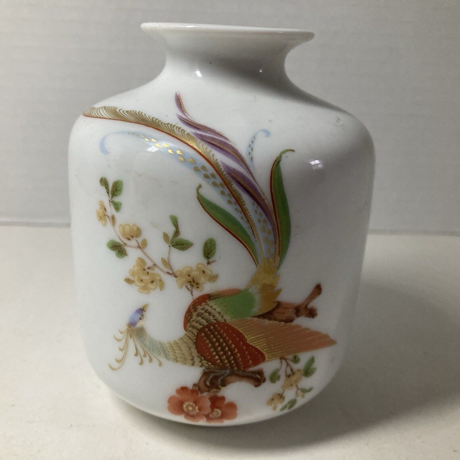 KAISER Olivia VINTAGE  West Germany ASIAN Dogwood Pheasant Porcelain VASE