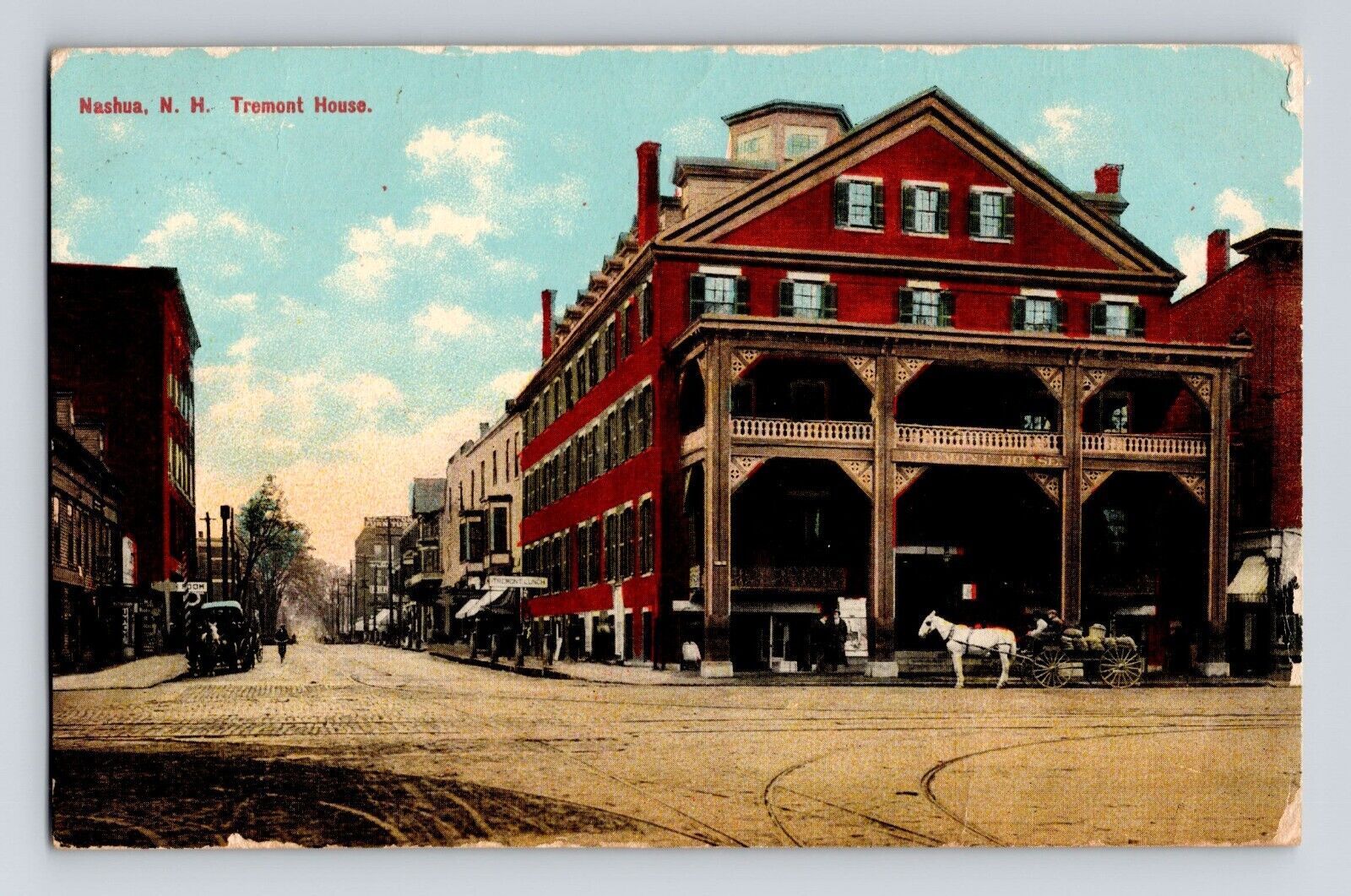 Vintage Postcard Tremont House Nashua NH Posted 1911 Leighton Color Litho