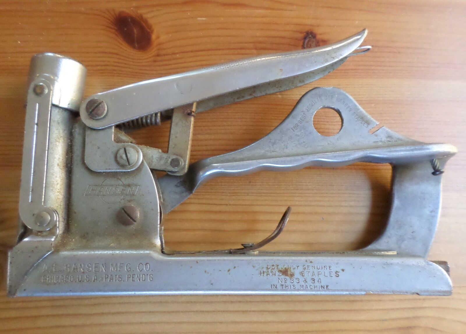 Vintage Hansen Industrial Staple Gun 1934 1940 Stapler 310410
