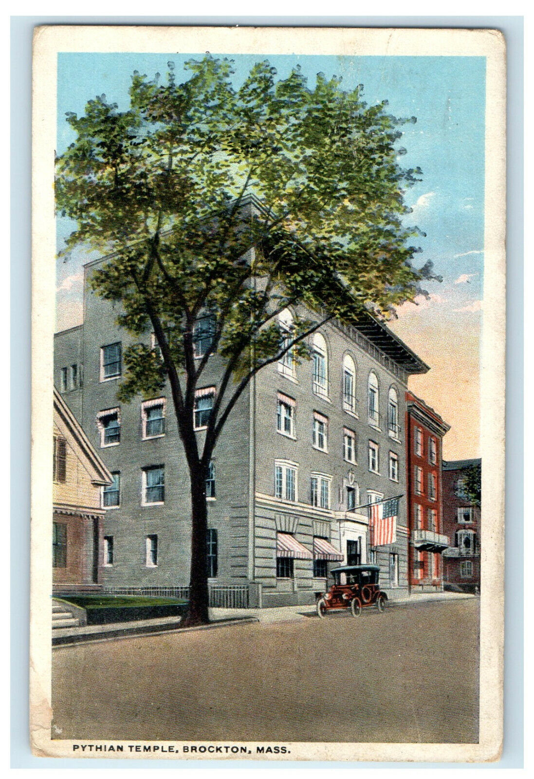 1919 Pythian Temple, Brockton, Massachusetts MA Posted Antique Postcard